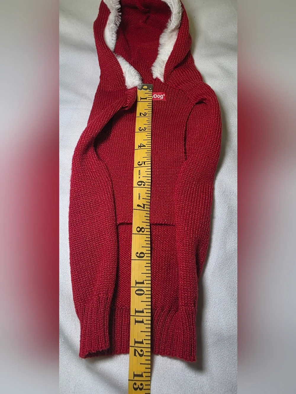 SimplyDog Knit Pompom Hoodie w/Faux Fur Trim -Sz Med
